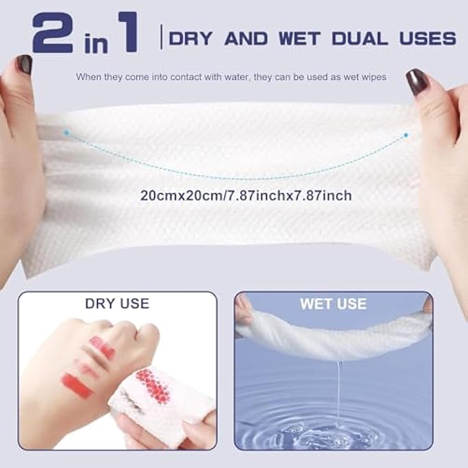 BODFPPC DISPOSABLE FACE TOWEL, 600 COUNT FACE CLEAN TOWELS, FOR WASHING SOFT COTTON DRY WIPES FACIAL CLOTHS TOWELETTES FOR WASHING AND DRYING, FACIAL TISSUE FOR CLEANSING, SKINCARE AND MAKEUP REMOVER - Image 3